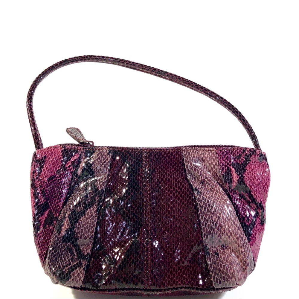 Nine West Glossy Snake Faux Leather Flat Handbag